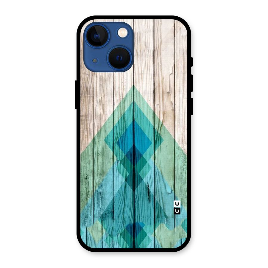 Abstract Green And Wood Glass Back Case for iPhone 13 Mini