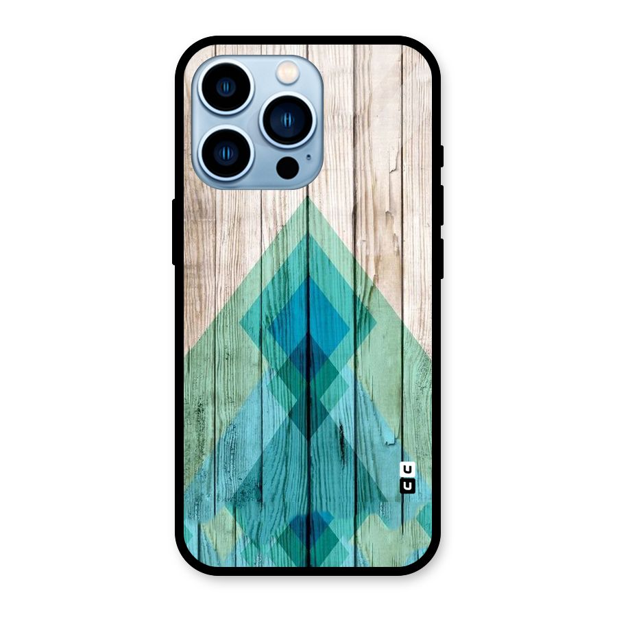 Abstract Green And Wood Glass Back Case for iPhone 13 Pro