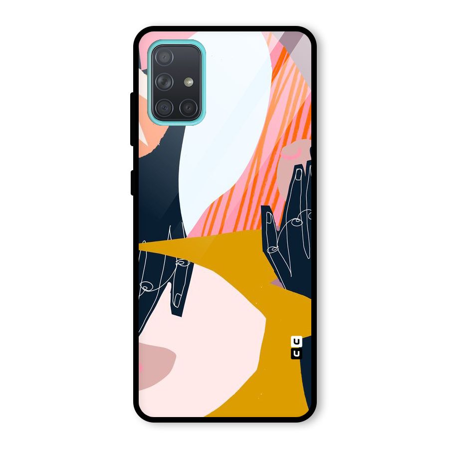 Abstract Hands Glass Back Case for Galaxy A71