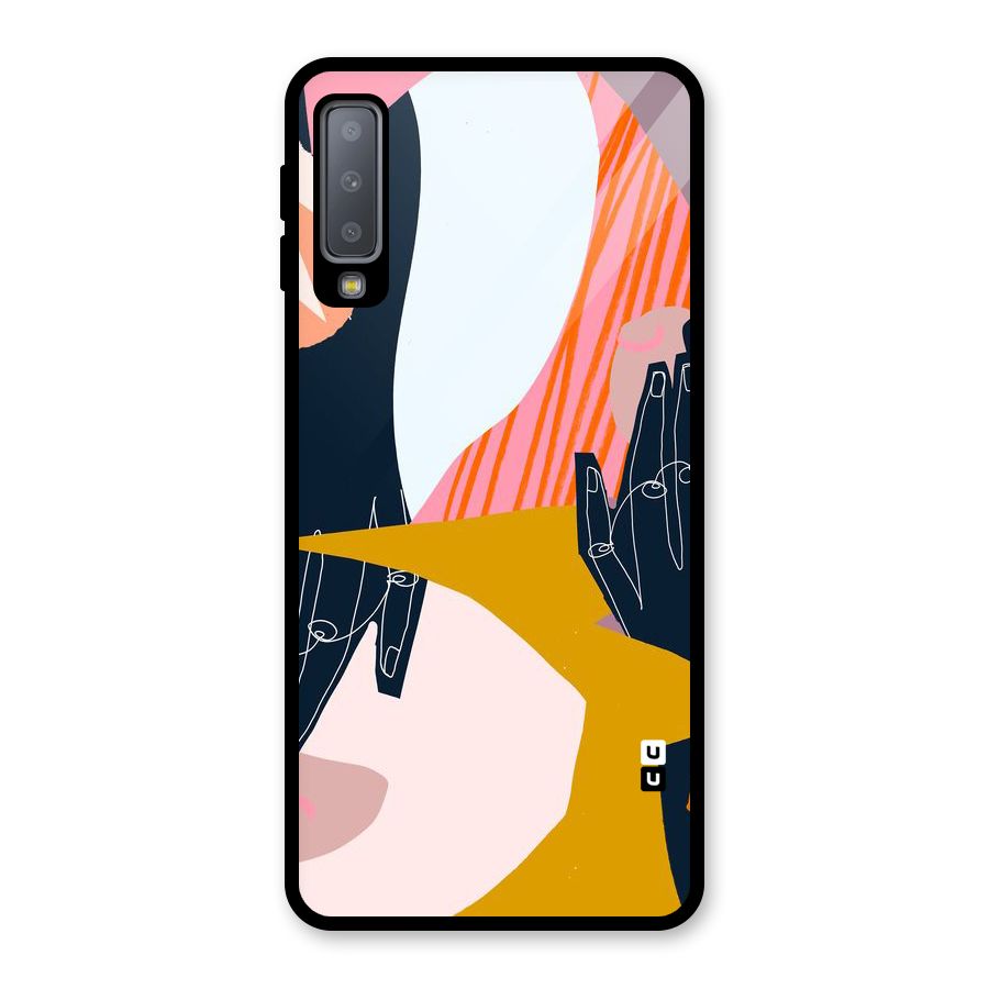 Abstract Hands Glass Back Case for Galaxy A7 (2018)