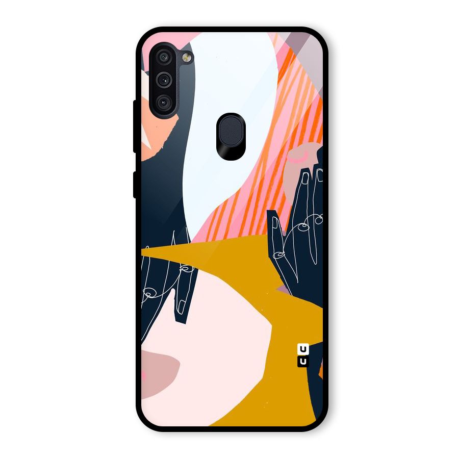 Abstract Hands Glass Back Case for Galaxy M11