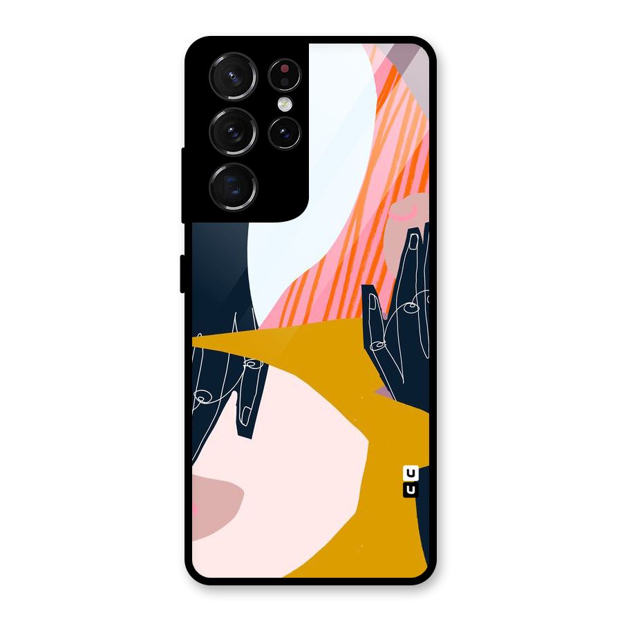 Abstract Hands Glass Back Case for Galaxy S21 Ultra 5G