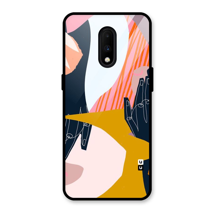 Abstract Hands Glass Back Case for OnePlus 7