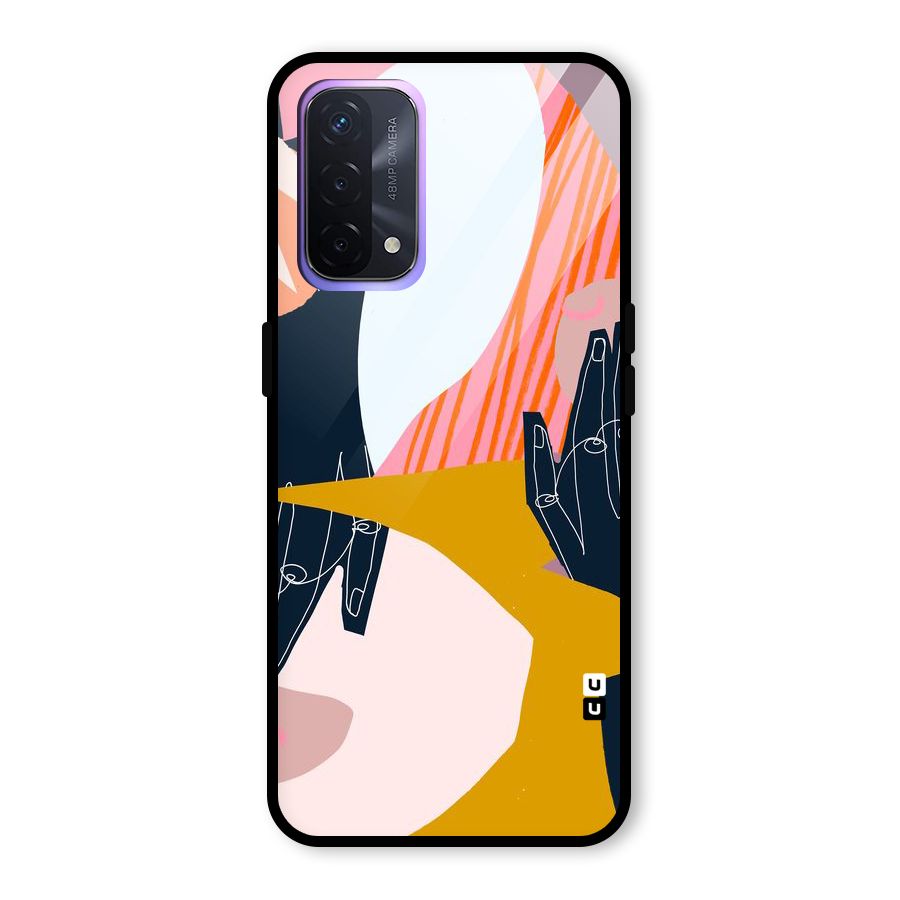 Abstract Hands Glass Back Case for Oppo A74 5G