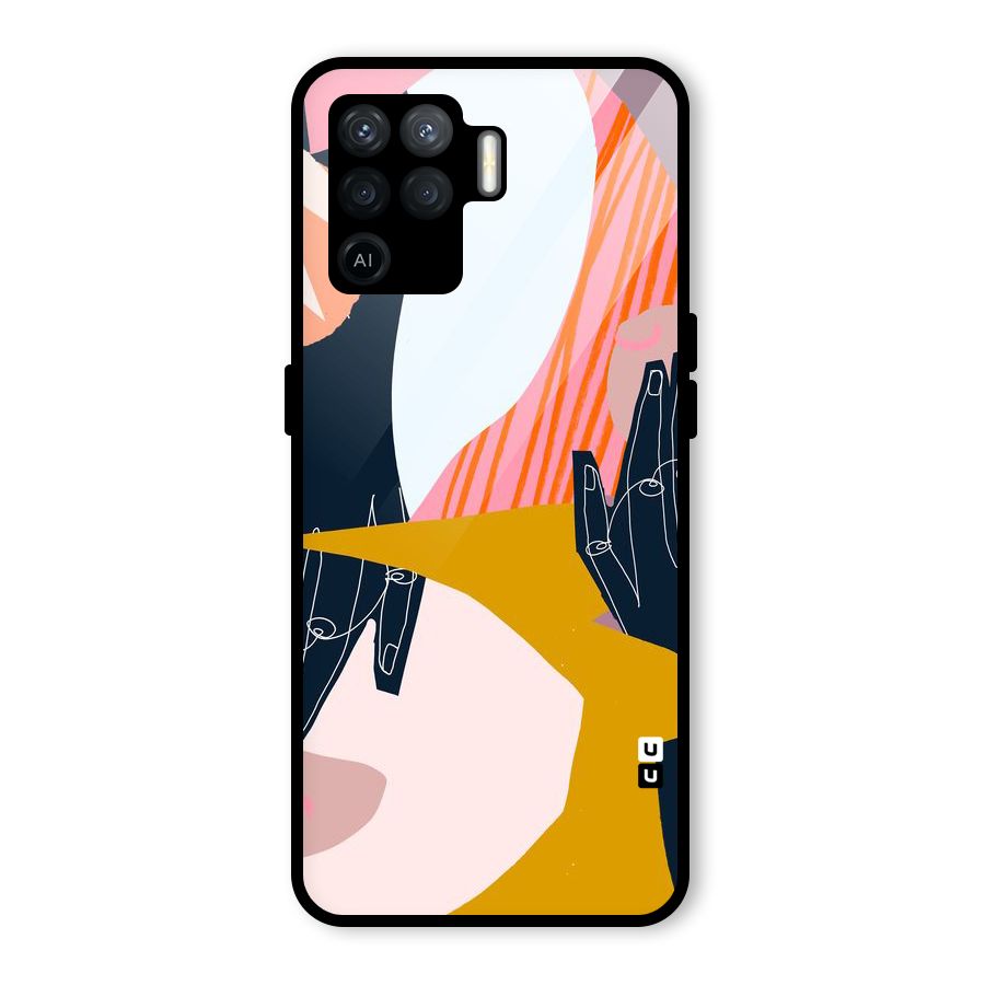 Abstract Hands Glass Back Case for Oppo F19 Pro