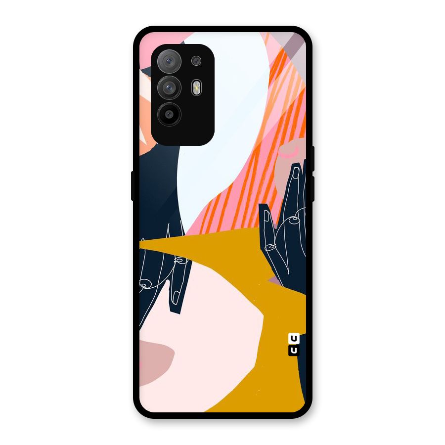 Abstract Hands Glass Back Case for Oppo F19 Pro Plus 5G