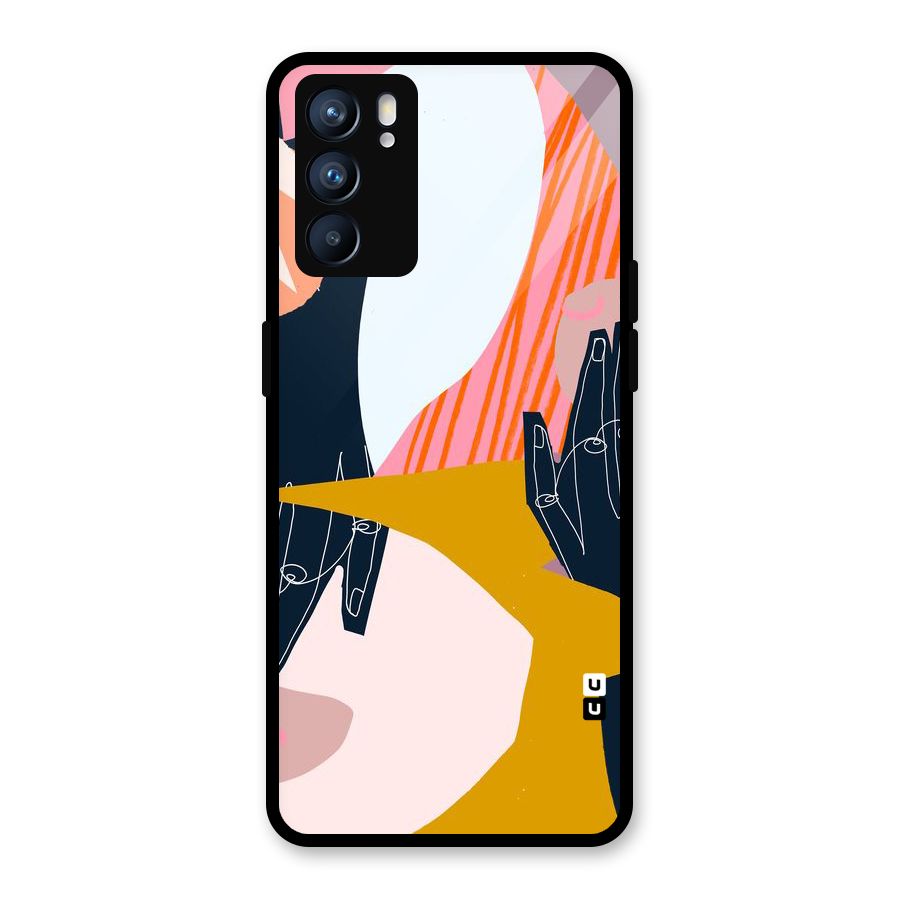Abstract Hands Glass Back Case for Oppo Reno6 5G