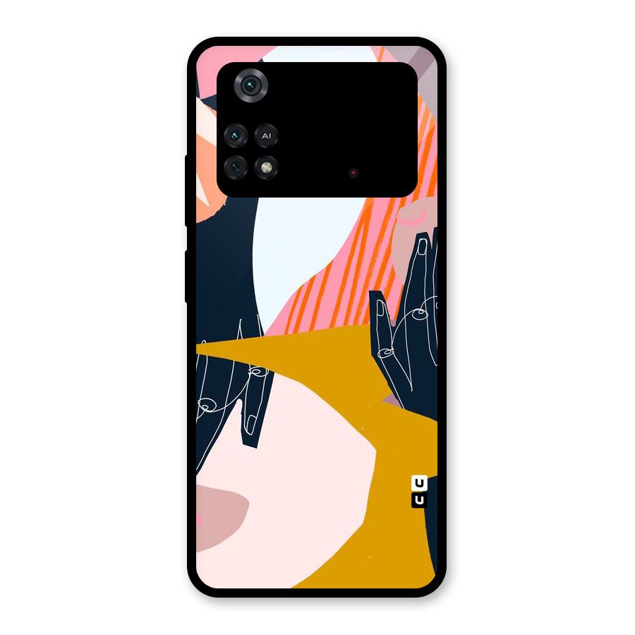 Abstract Hands Glass Back Case for Poco M4 Pro 4G