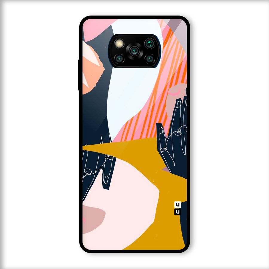 Abstract Hands Glass Back Case for Poco X3