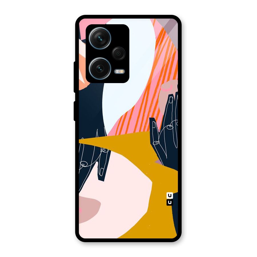 Abstract Hands Glass Back Case for Redmi Note 12 Pro Plus 5G
