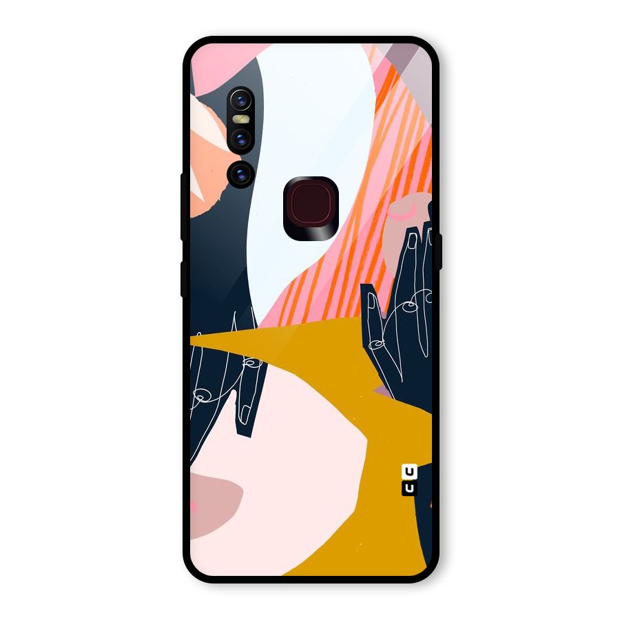 Abstract Hands Glass Back Case for Vivo V15
