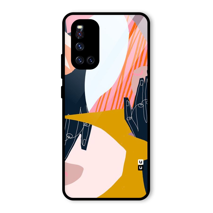 Abstract Hands Glass Back Case for Vivo V19