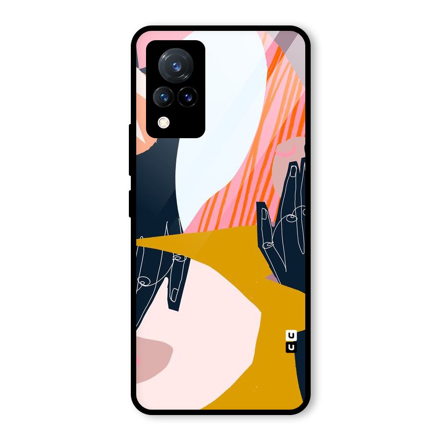 Abstract Hands Glass Back Case for Vivo V21 5G