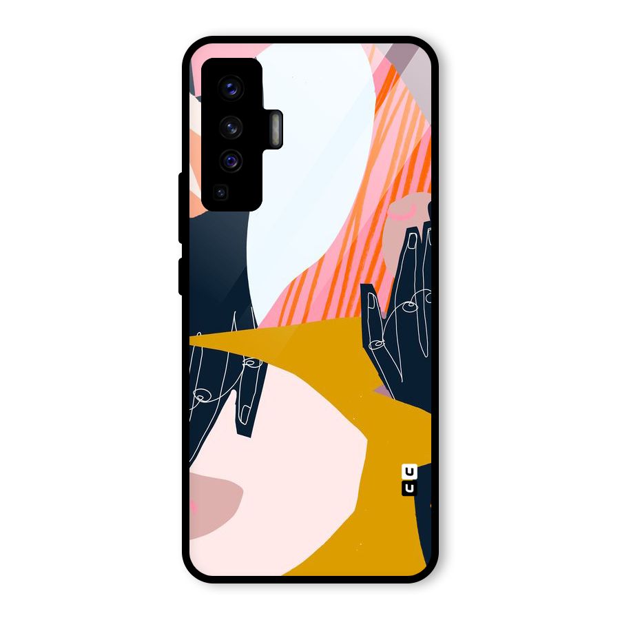 Abstract Hands Glass Back Case for Vivo X50