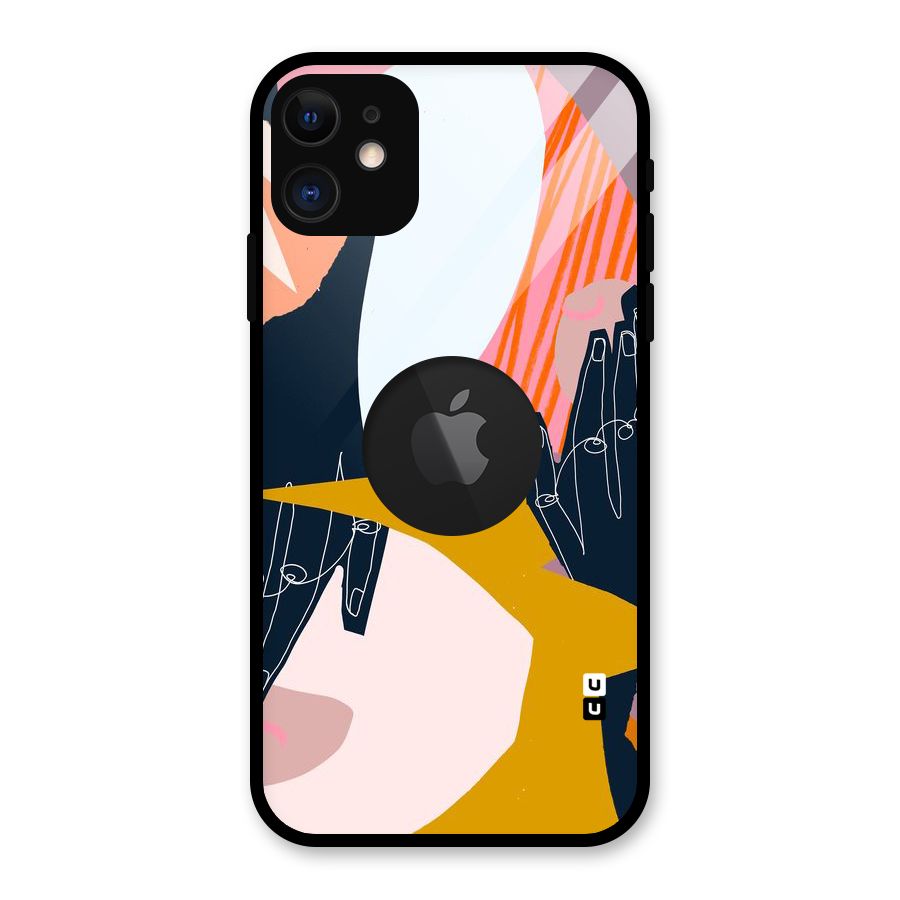 Abstract Hands Glass Back Case for iPhone 11 Logo Cut