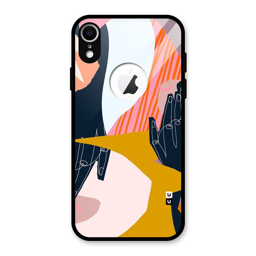 Abstract Hands Glass Back Case for iPhone XR Logo Cut