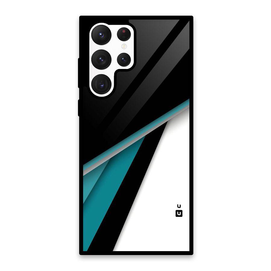 Abstract Lines Of Blue Glass Back Case for Galaxy S22 Ultra 5G
