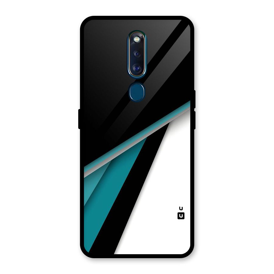 Abstract Lines Of Blue Glass Back Case for Oppo F11 Pro