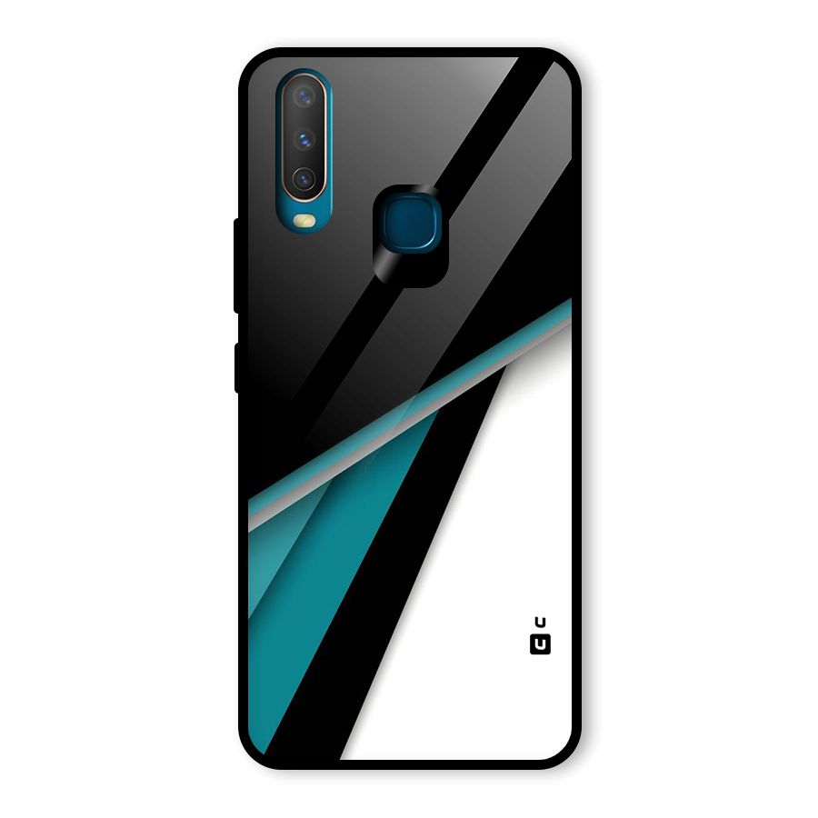 Abstract Lines Of Blue Glass Back Case for Vivo Y17
