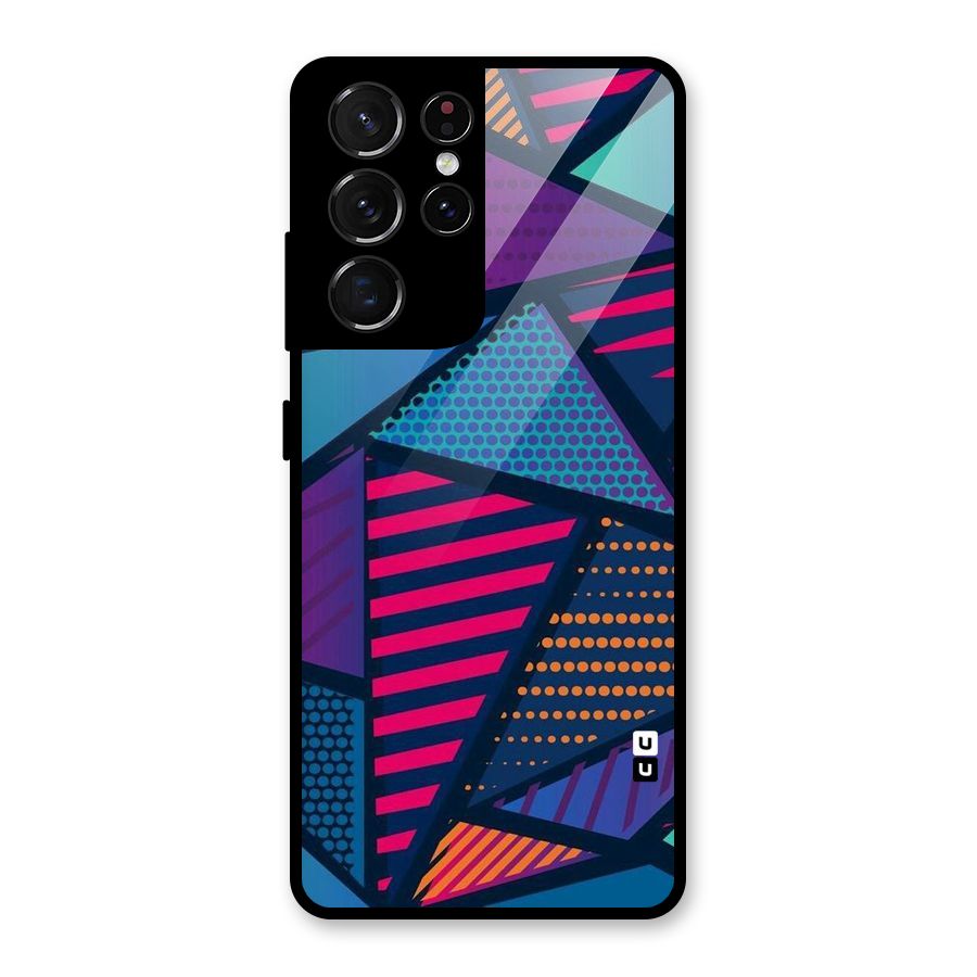 Abstract Lines Polka Glass Back Case for Galaxy S21 Ultra 5G