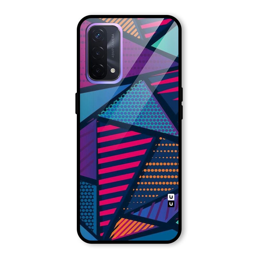 Abstract Lines Polka Glass Back Case for Oppo A74 5G