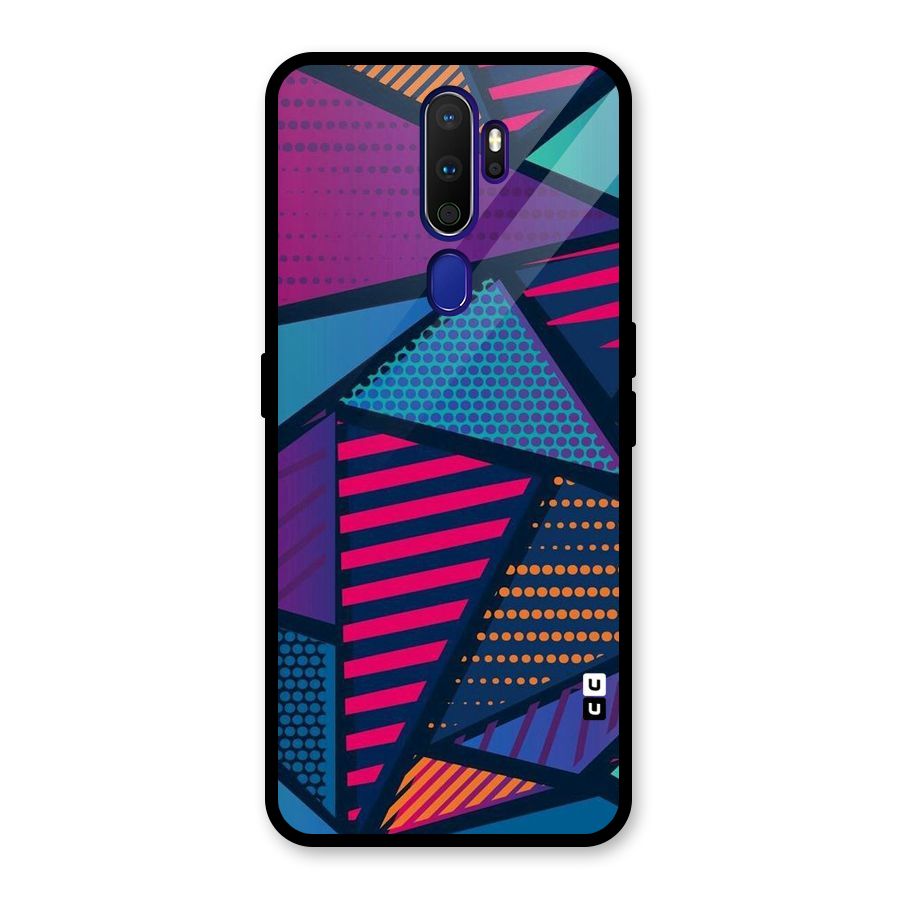 Abstract Lines Polka Glass Back Case for Oppo A9 (2020)