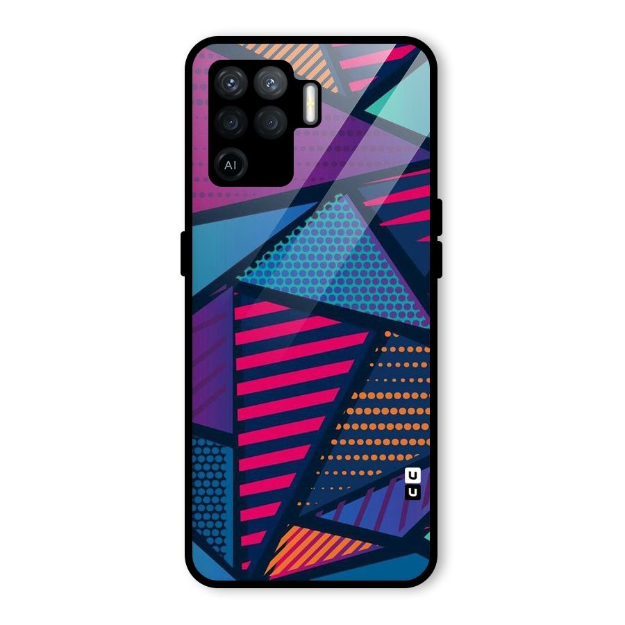 Abstract Lines Polka Glass Back Case for Oppo F19 Pro