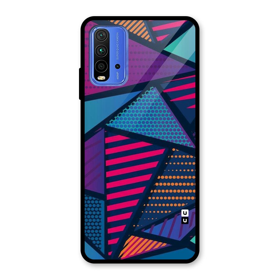 Abstract Lines Polka Glass Back Case for Redmi 9 Power