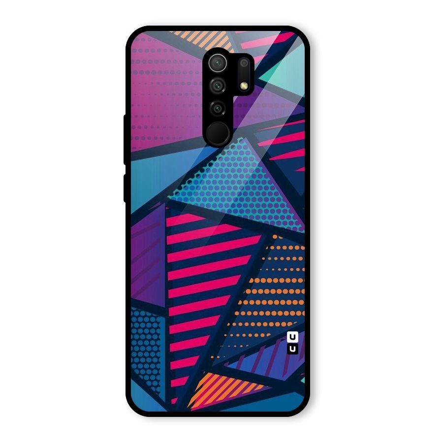 Abstract Lines Polka Glass Back Case for Redmi 9 Prime