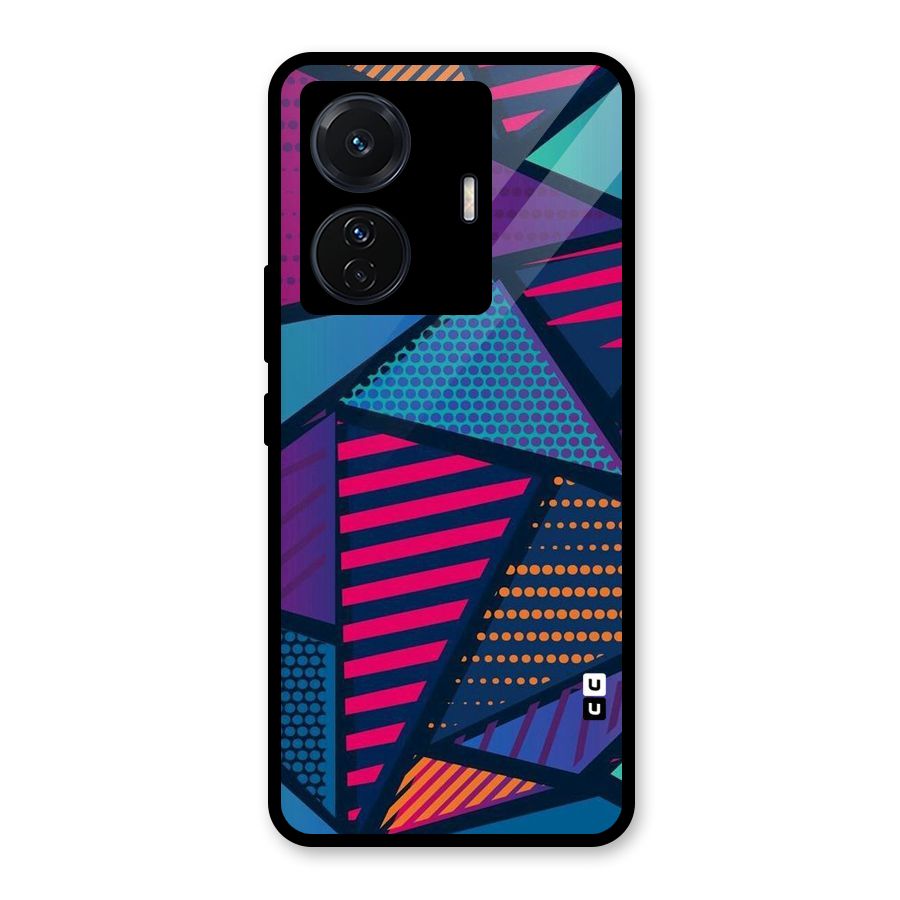 Abstract Lines Polka Glass Back Case for Vivo T1 Pro