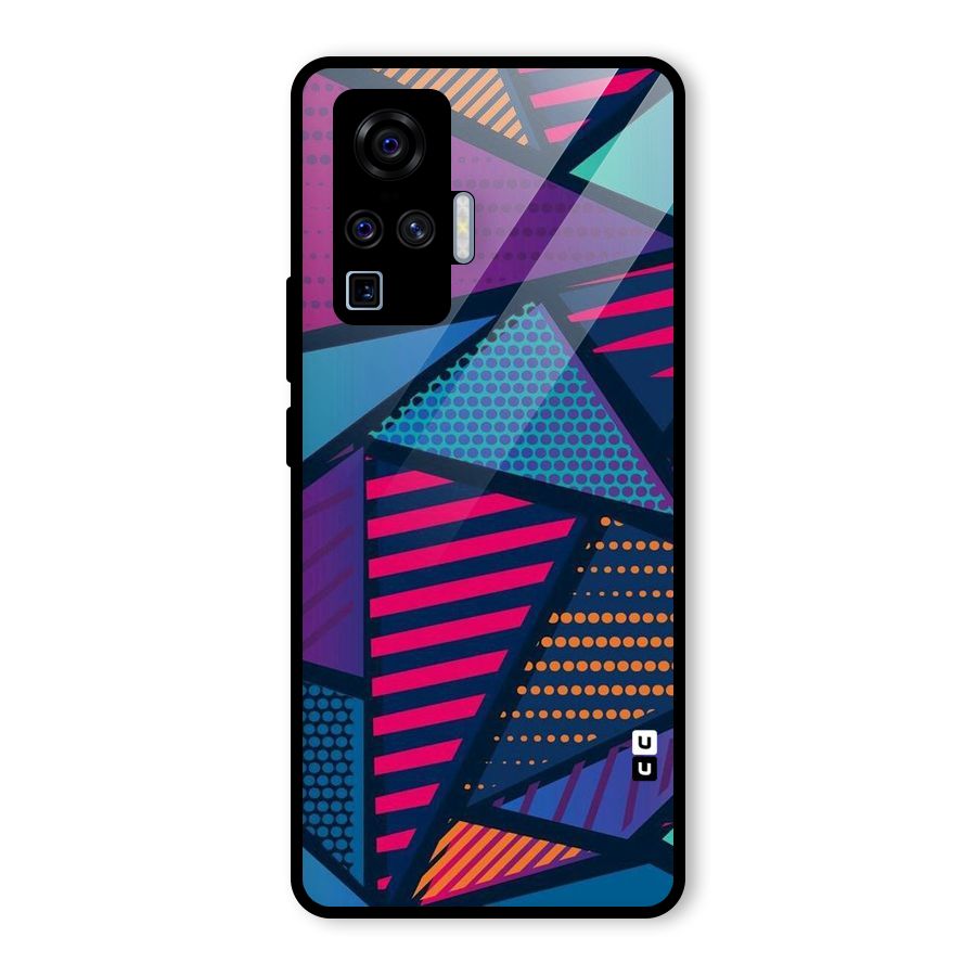 Abstract Lines Polka Glass Back Case for Vivo X50 Pro