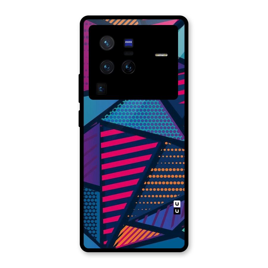 Abstract Lines Polka Glass Back Case for Vivo X80 Pro