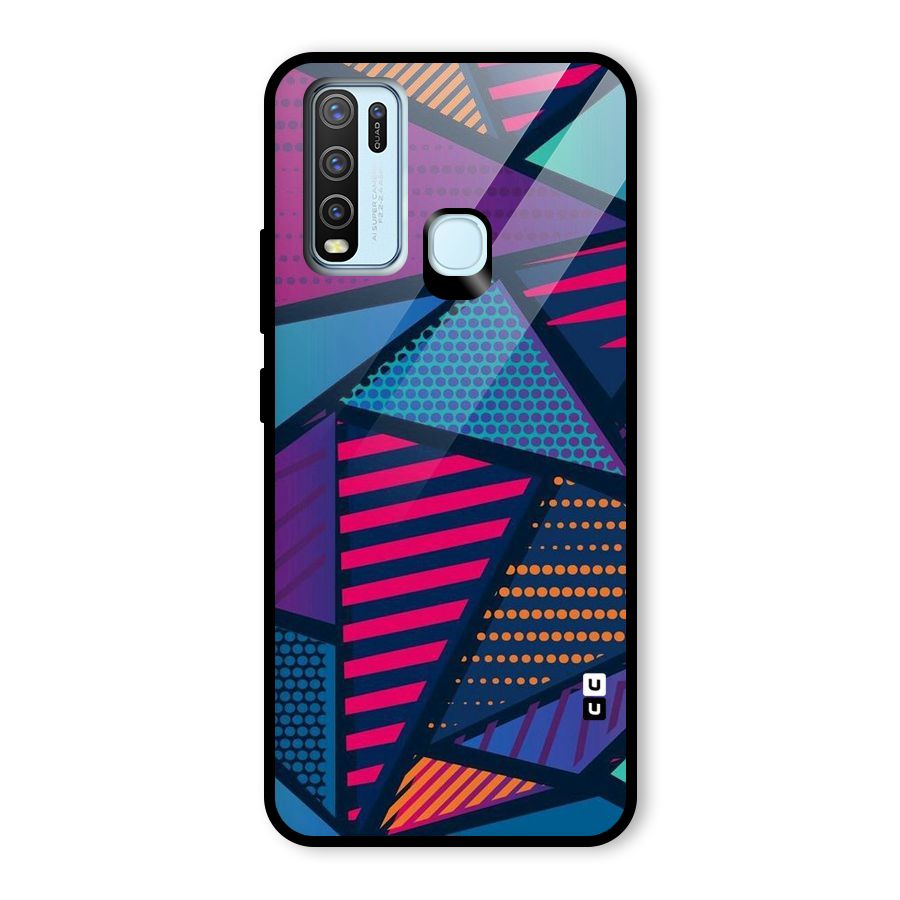 Abstract Lines Polka Glass Back Case for Vivo Y30