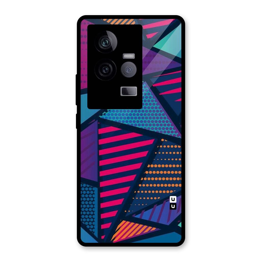 Abstract Lines Polka Glass Back Case for Vivo iQOO 11 5G