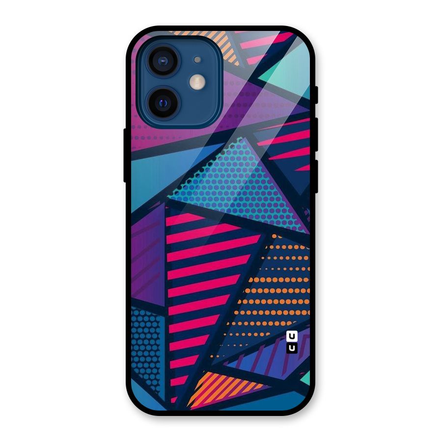 Abstract Lines Polka Glass Back Case for iPhone 12 Mini