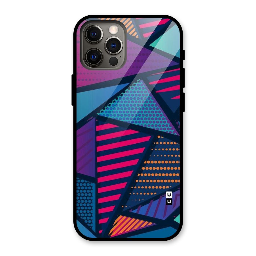 Abstract Lines Polka Glass Back Case for iPhone 12 Pro
