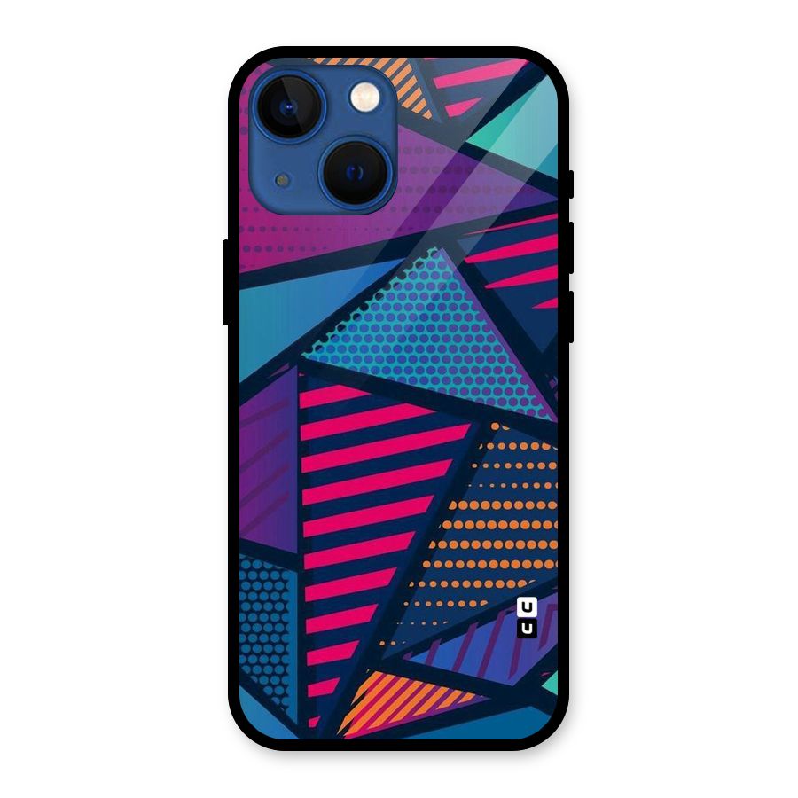 Abstract Lines Polka Glass Back Case for iPhone 13 Mini