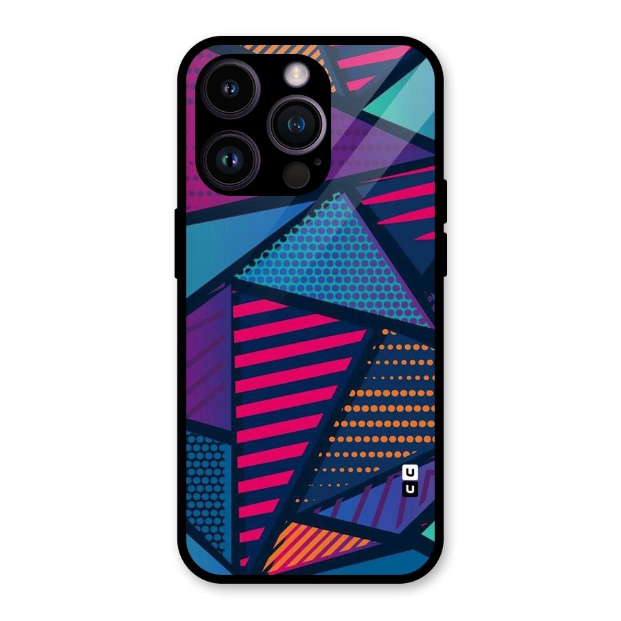 Abstract Lines Polka Glass Back Case for iPhone 14 Pro
