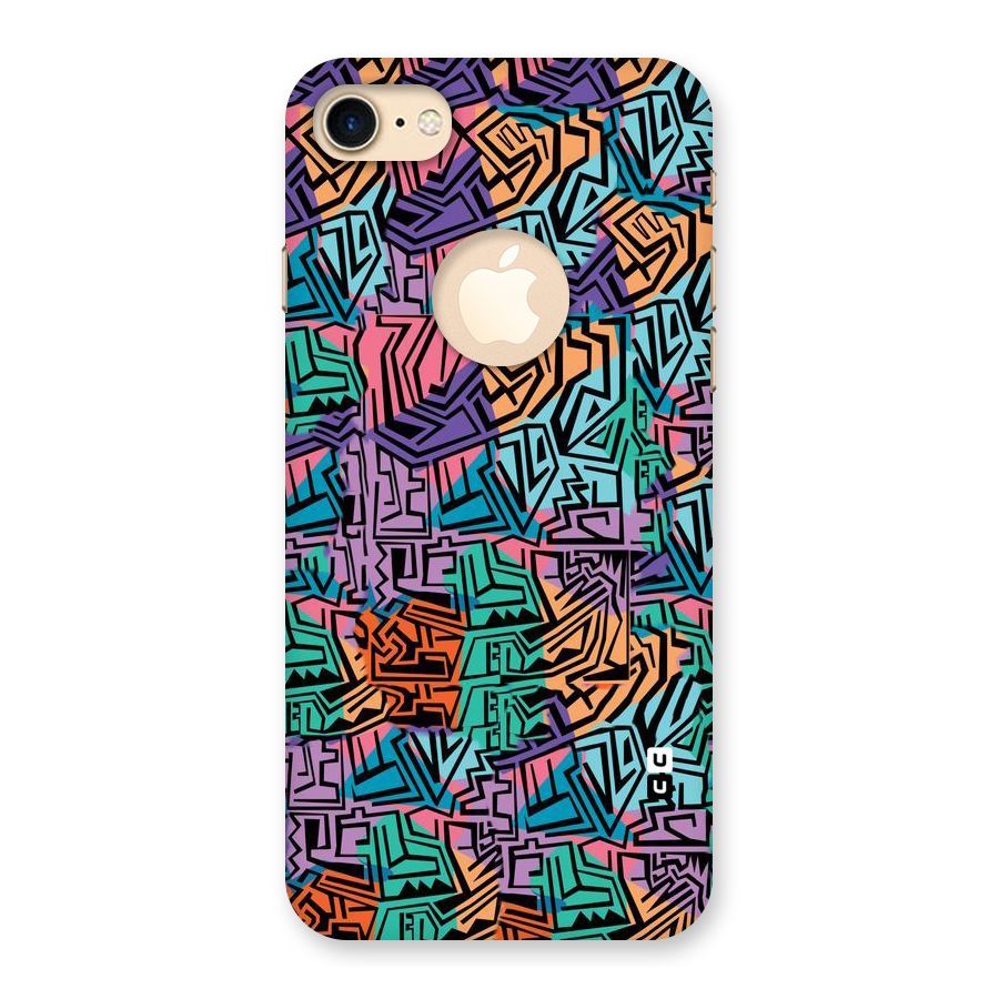 Abstract Lining Colors Back Case for iPhone 7 Logo Cut
