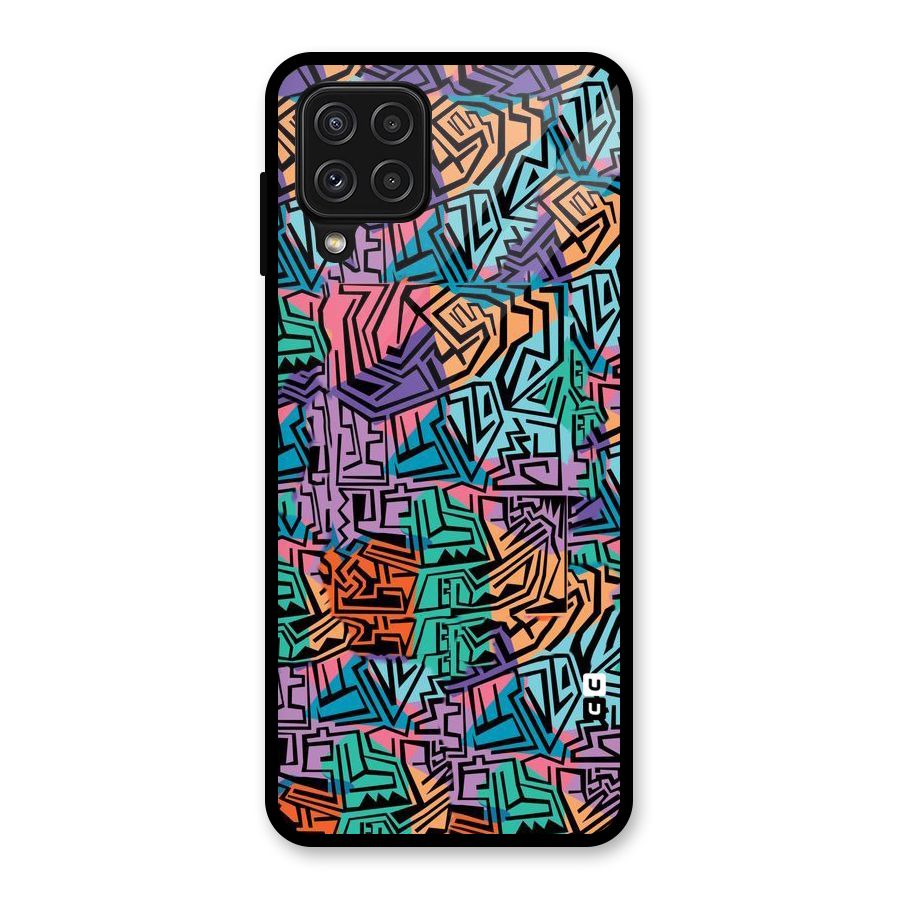 Abstract Lining Colors Glass Back Case for Galaxy A22 4G