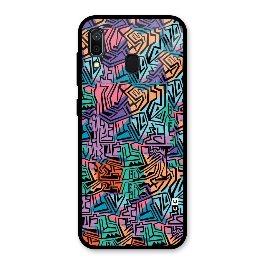 Abstract Lining Colors Glass Back Case for Galaxy A30