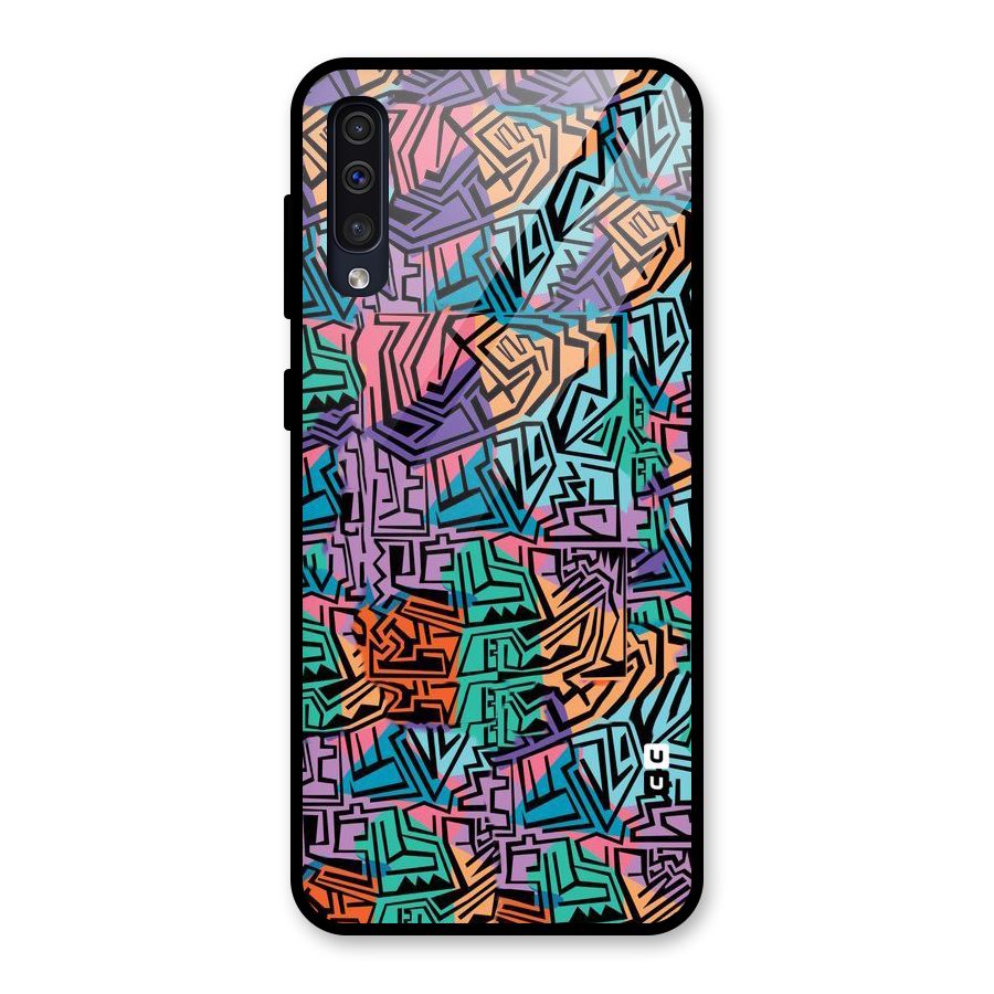 Abstract Lining Colors Glass Back Case for Galaxy A30s
