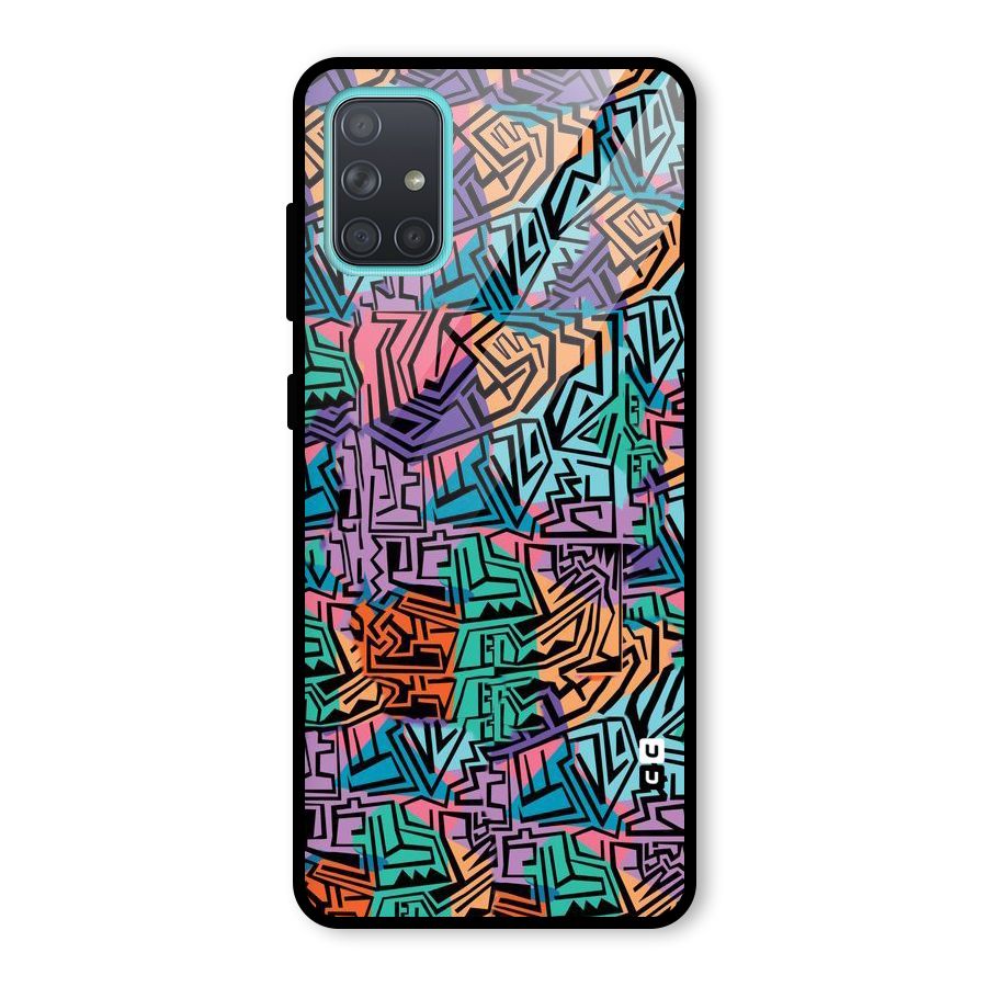 Abstract Lining Colors Glass Back Case for Galaxy A71