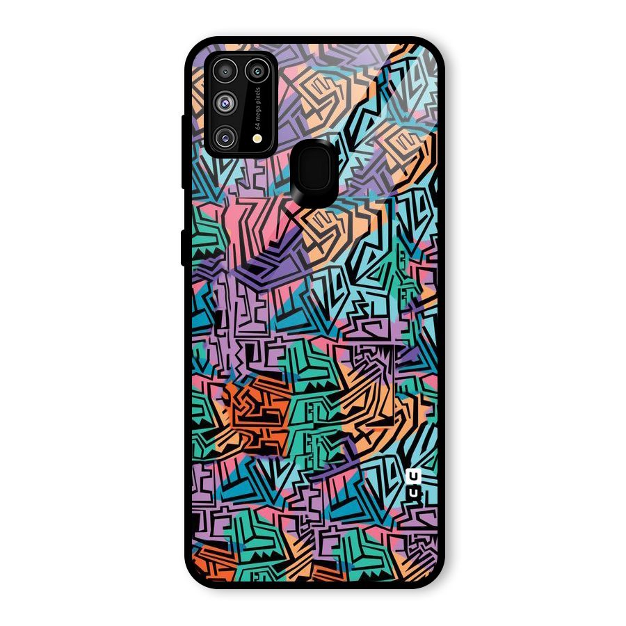 Abstract Lining Colors Glass Back Case for Galaxy F41