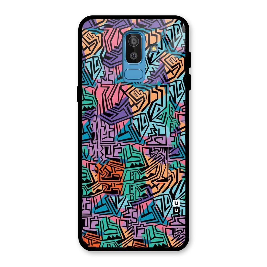 Abstract Lining Colors Glass Back Case for Galaxy J8