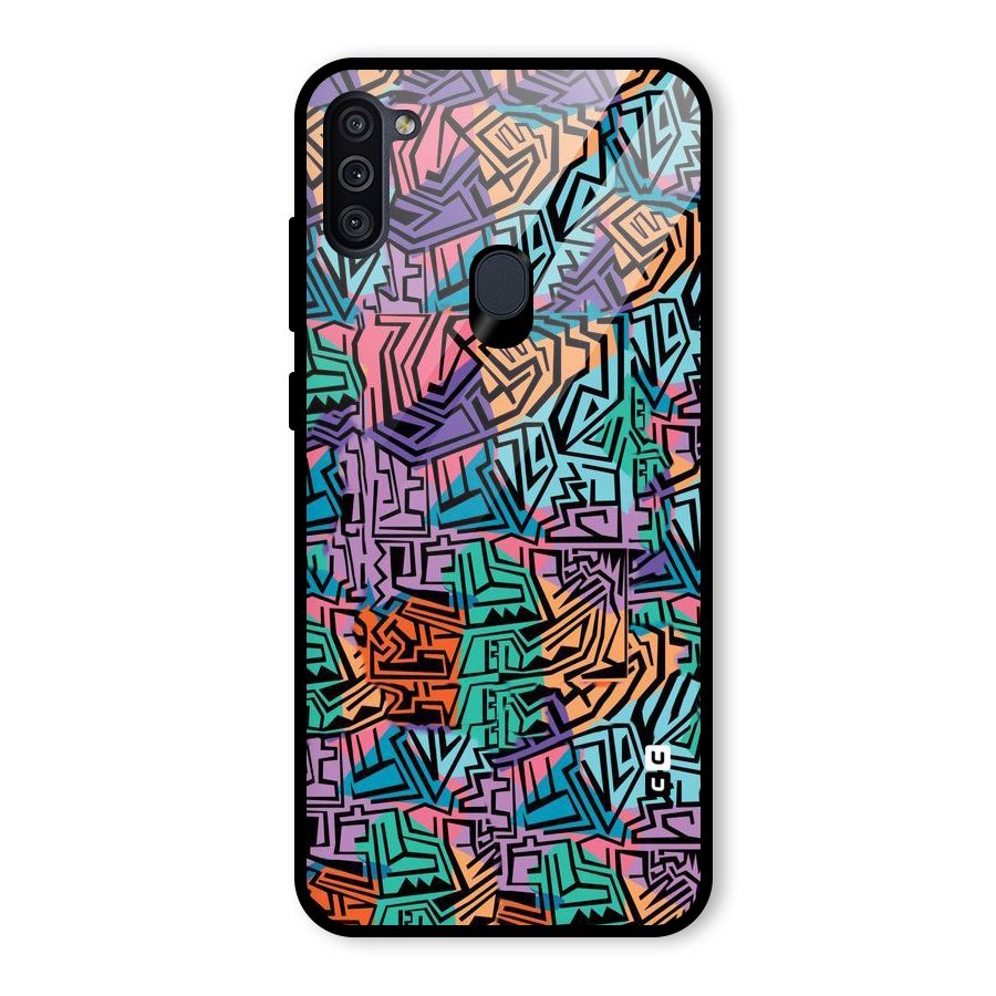 Abstract Lining Colors Glass Back Case for Galaxy M11