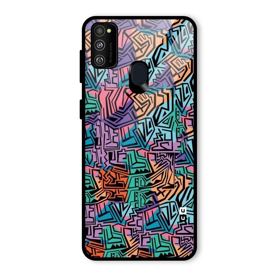Abstract Lining Colors Glass Back Case for Galaxy M21