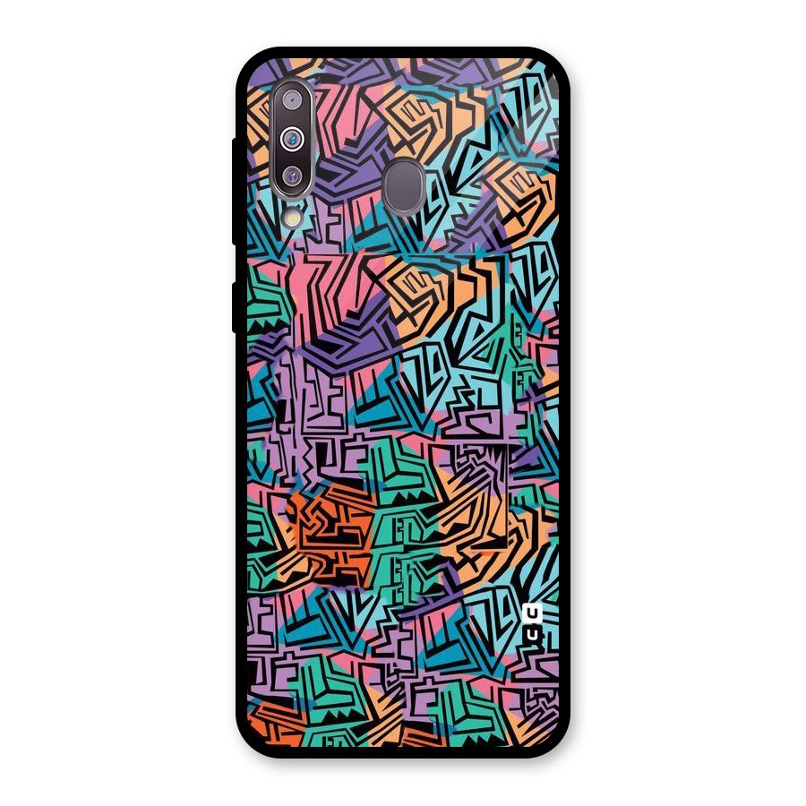 Abstract Lining Colors Glass Back Case for Galaxy M30