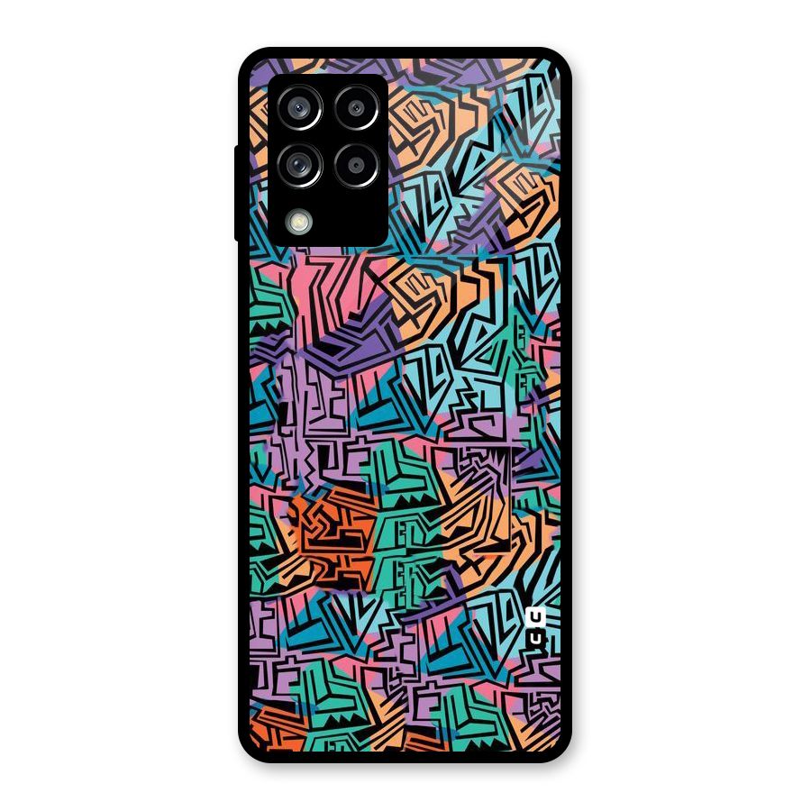 Abstract Lining Colors Glass Back Case for Galaxy M53 5G