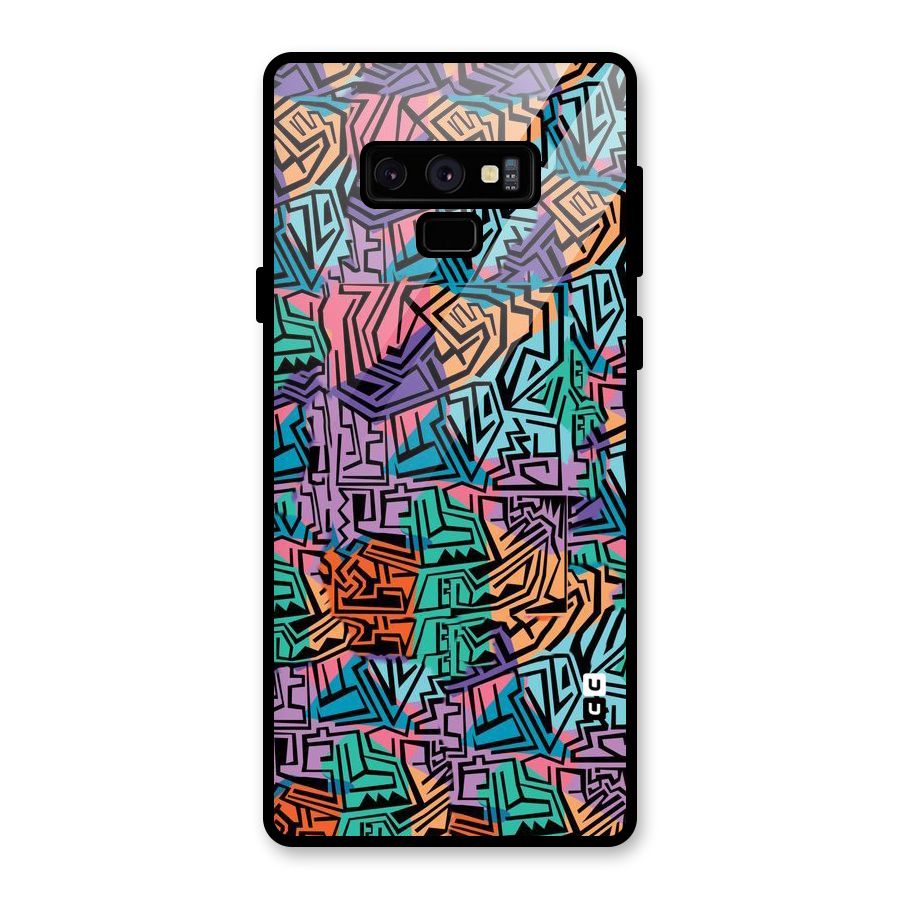 Abstract Lining Colors Glass Back Case for Galaxy Note 9